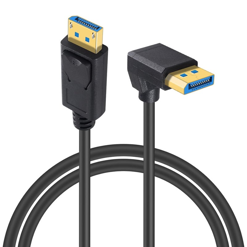 Duttek Displayport Cable 90 Degree 1.4 (3FT/1M), UP Angle Displayport Cable 1.4 240hz Male to Male Support 8K@60Hz, 4K@144Hz, 1080P@240Hz for Computers, DVD, Gaming Equipment, TVs - Image 1